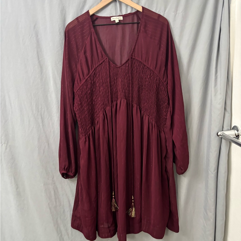 Love on a Hanger Deep Burgundy Long Sleeve Dress - Picture 2 of 9